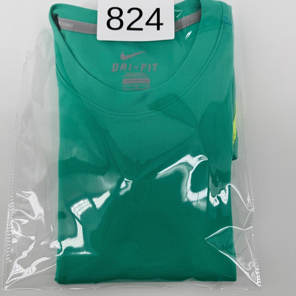 Nike Tennis Dri-FIT Shirt Mens Small Green Neon Yellow Athletic Short Sleeve - Picture 11 of 11